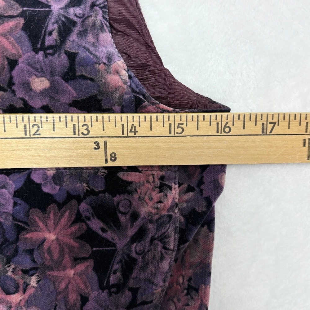 VTG 90s Campus Casuals Floral Velvet Vest Small Moody Romantic Witchy Whimsigoth - Picture 7 of 9